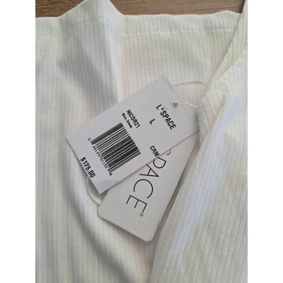 NWT L*SPACE Cream Ribbed Twist Cutout Maxi Dress Sleeveless Keyhole Large - Picture 9 of 10